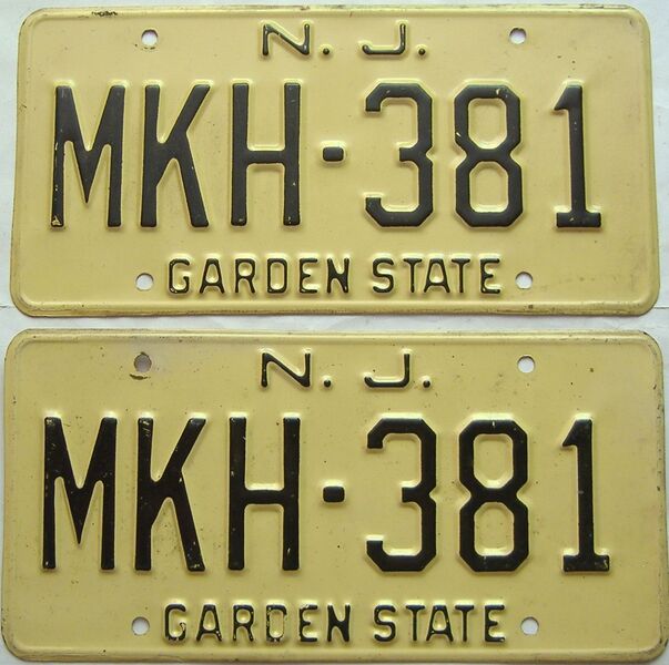 New Jersey  (Pair) license plate for sale