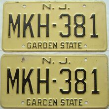 New Jersey  (Pair) license plate for sale