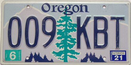 2021 Oregon  (Single) license plate for sale
