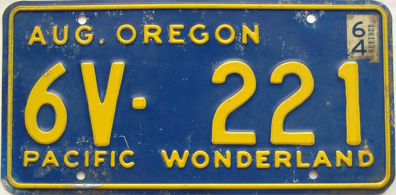 1964 Oregon  (Single) license plate for sale