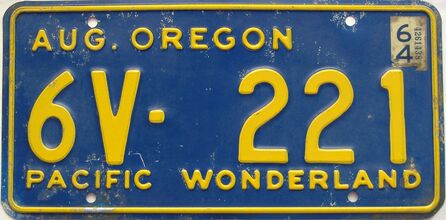 1964 Oregon  (Single) license plate for sale