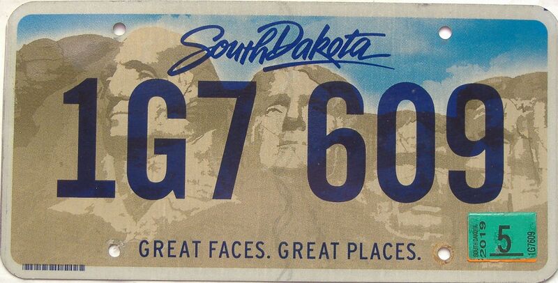 2019 South Dakota  (Single) license plate for sale
