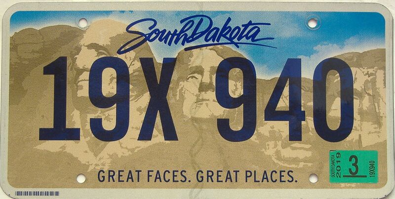 2019 South Dakota  (Single) license plate for sale