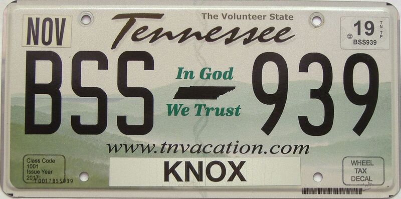 2019 Tennessee license plate for sale