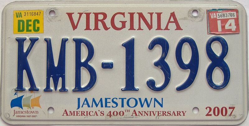 2014 Virginia  (Single) license plate for sale
