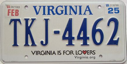 2025 Virginia  (Single) license plate for sale