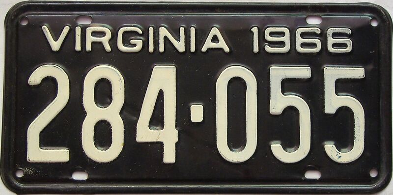 1966 Virginia  (Single) license plate for sale