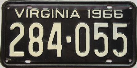 1966 Virginia  (Single) license plate for sale