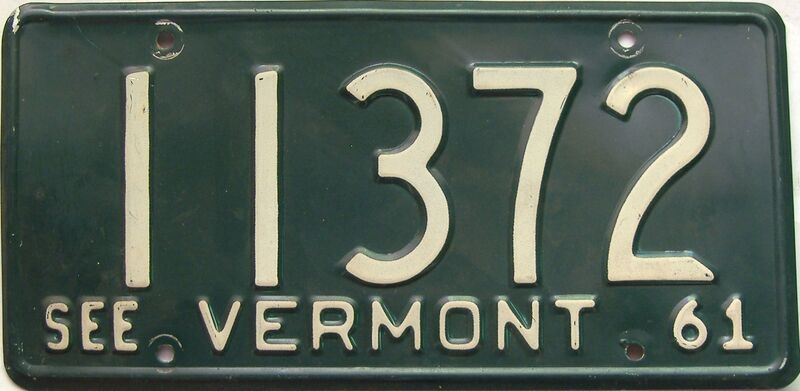 1961 Vermont  (Single) license plate for sale