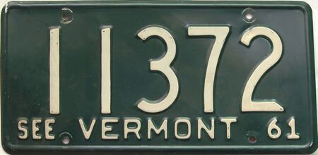 1961 Vermont  (Single) license plate for sale
