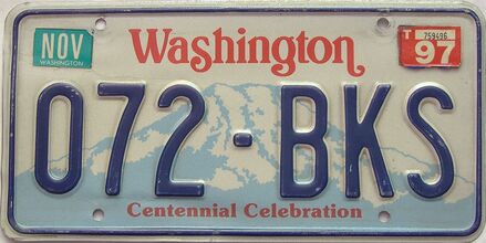 1997 Washington  (Single) license plate for sale