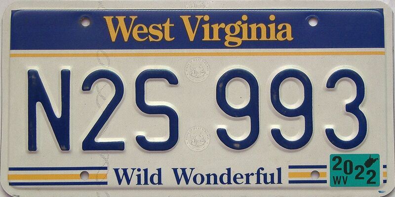 2022 West Virginia license plate for sale