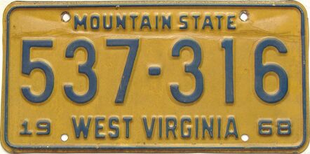 1968 West Virginia license plate for sale