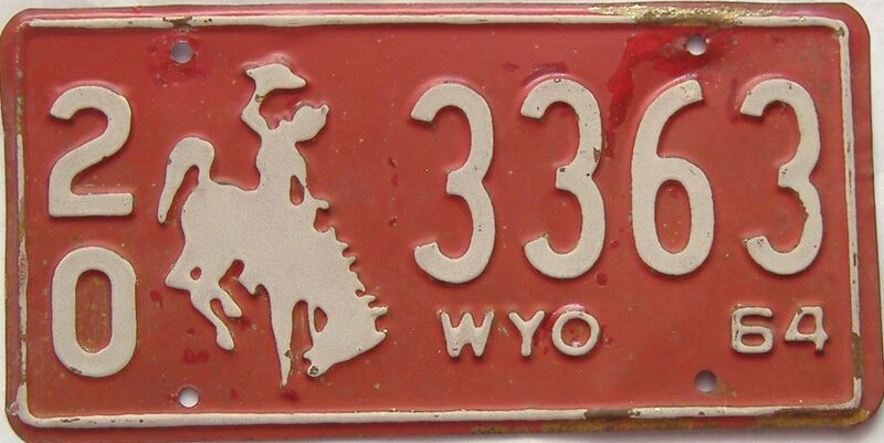 1964 Wyoming  (Single) license plate for sale