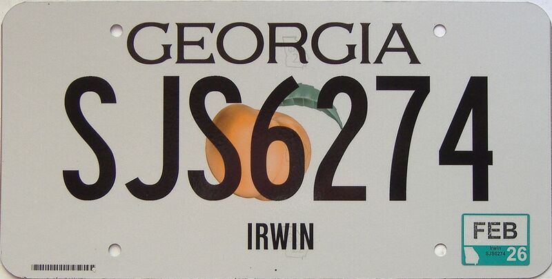 2026 Georgia Counties (Irwin) license plate for sale
