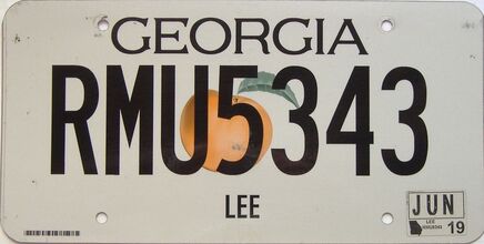 2019 Georgia Counties (Lee) license plate for sale