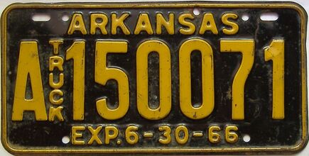 1966 Arkansas  (Truck) license plate for sale