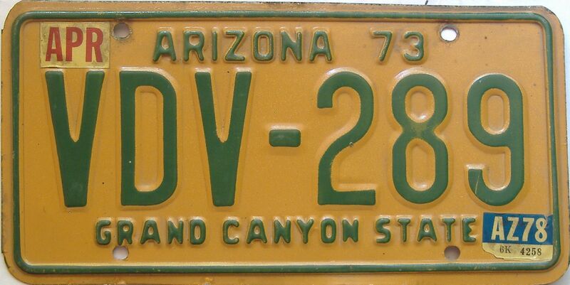 1978 Arizona  (Single) license plate for sale