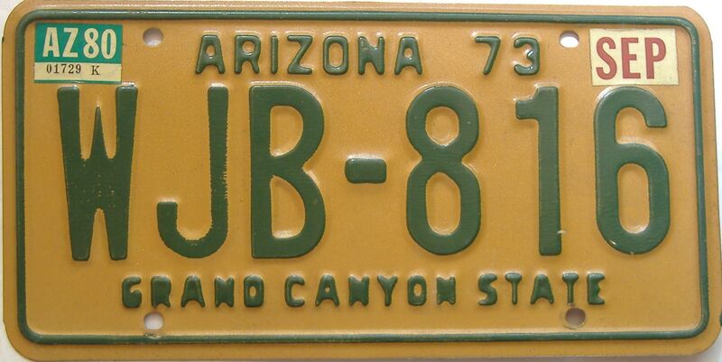 1980 Arizona  (Single) license plate for sale