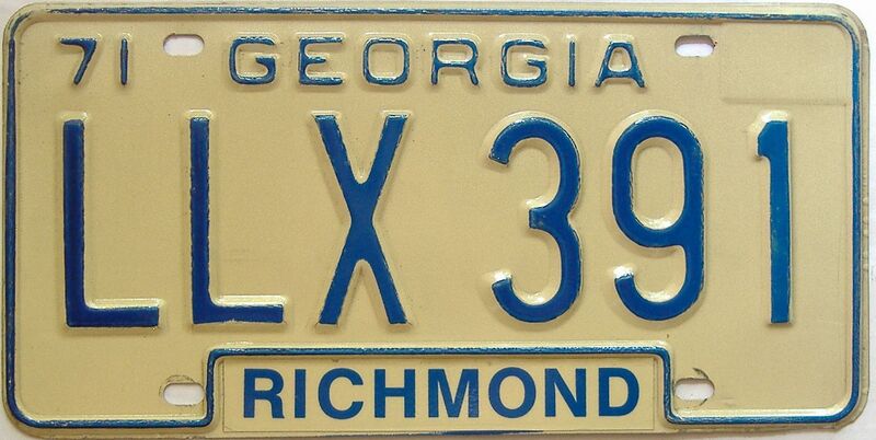 YOM 1971 Georgia 1971 - 1989 license plate for sale