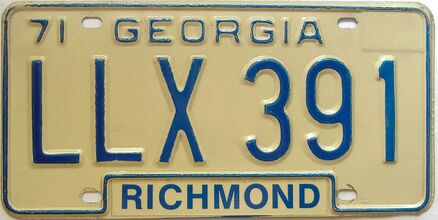 YOM 1971 Georgia 1971 - 1989 license plate for sale