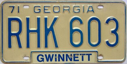 YOM 1971 Georgia 1971 - 1989 license plate for sale