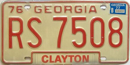 YOM 1977 Georgia 1971 - 1989 license plate for sale