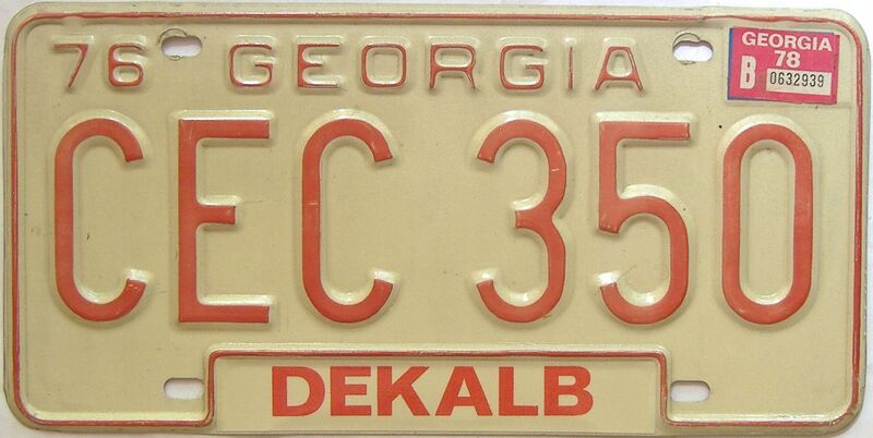 YOM 1978 Georgia 1971 - 1989 license plate for sale