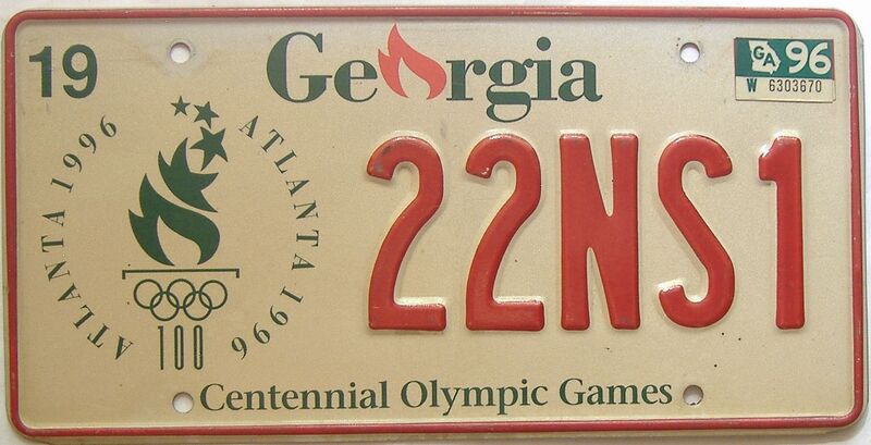 1996 Georgia license plate for sale