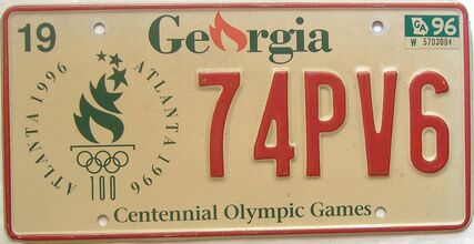 1996 Georgia license plate for sale