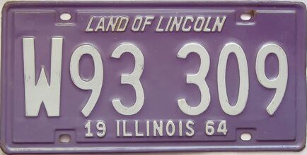 1964 Illinois  (Single) license plate for sale