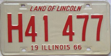 1966 Illinois  (Single) license plate for sale