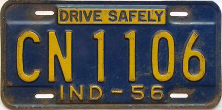 1956 Indiana license plate for sale