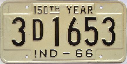 1966 Indiana license plate for sale