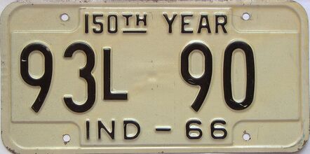 1966 Indiana license plate for sale