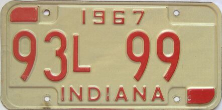 1967 Indiana license plate for sale