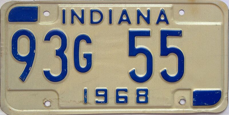 1968 Indiana license plate for sale