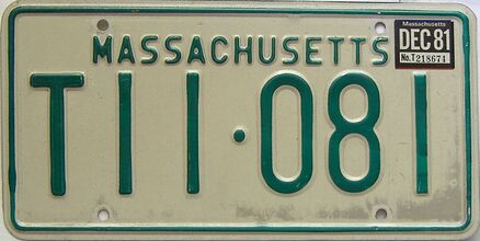 1981 Massachusetts license plate for sale