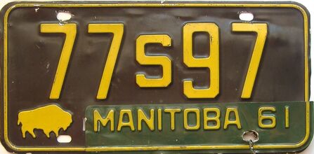 1961 Manitoba  (Single) license plate for sale