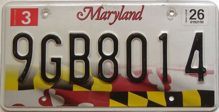 2026 Maryland  (Single) license plate for sale
