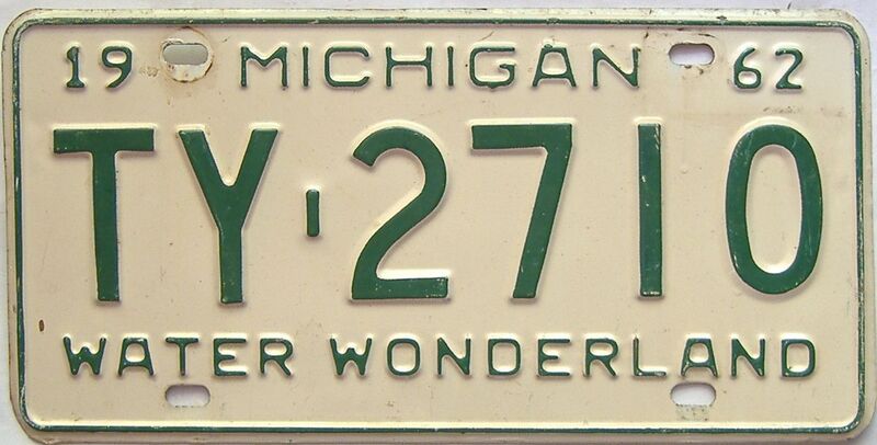 1962 Michigan  (Single) license plate for sale