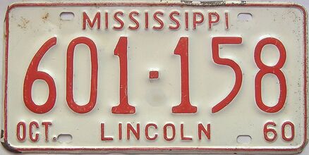 1960 Mississippi license plate for sale