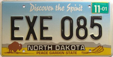 2001 North Dakota  (Single) license plate for sale