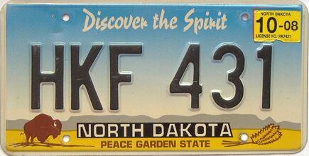 2008 North Dakota  (Single) license plate for sale