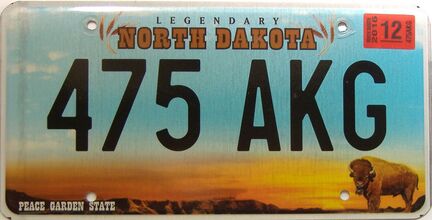 2016 North Dakota  (Single) license plate for sale