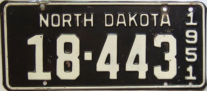 1951 North Dakota  (Single) license plate for sale
