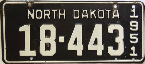 1951 North Dakota  (Single) license plate for sale