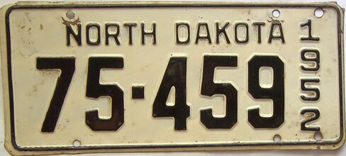 1952 North Dakota  (Single) license plate for sale