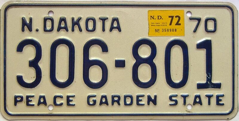 1972 North Dakota  (Single) license plate for sale