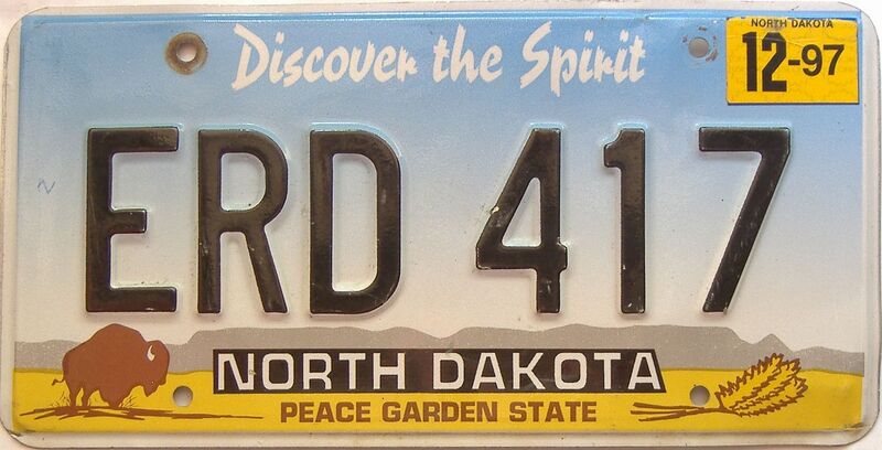 1997 North Dakota  (Single) license plate for sale